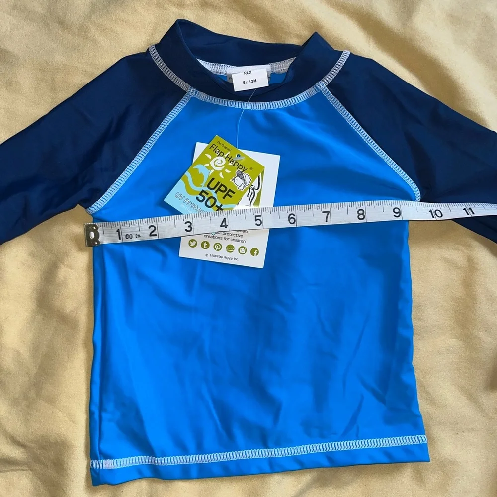 Flap Happy Kids UV 50 NWT Blue Navy Rash Guard Swim Top Size 12M